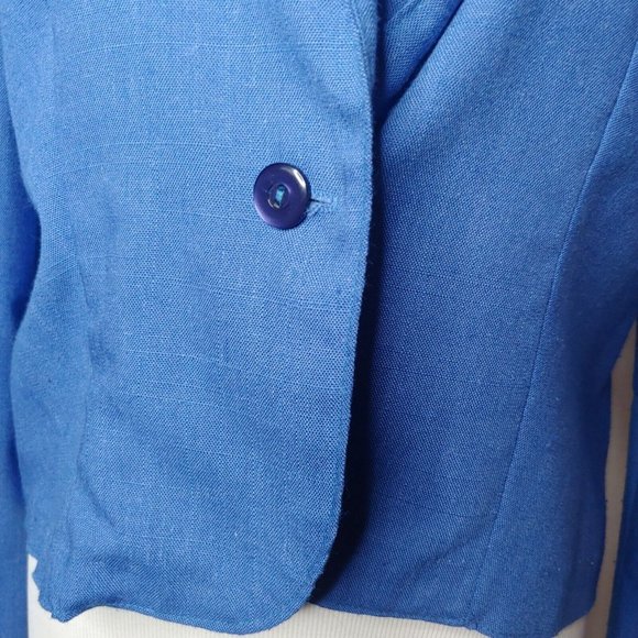 Vintage ILGWU Union Made Womens M Blazer Jacket Blue Cropped Ruffled Shoulders - Picture 11 of 11